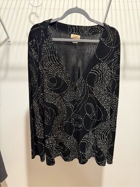 Choices Black and White Patterned Long Sleeve One Button Jacket